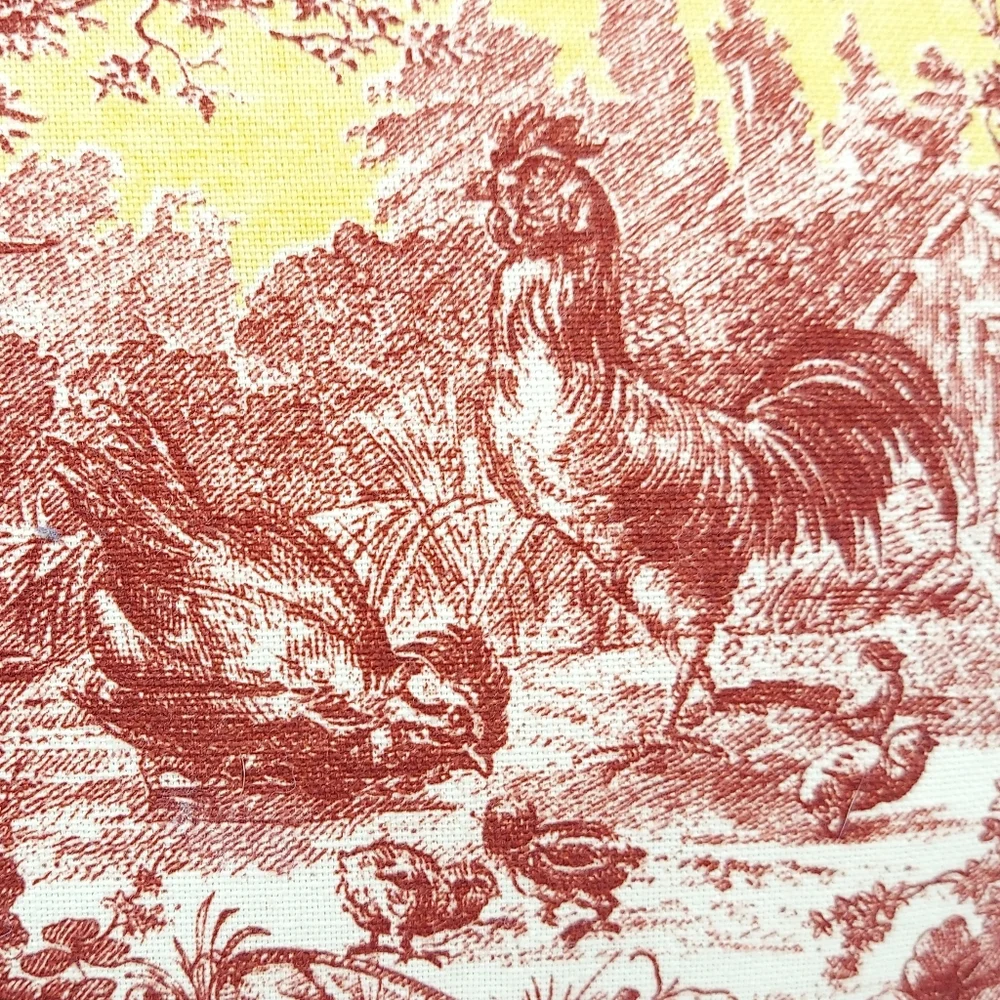 Waverly Yellow and Red Toile Rooster Throw Pillow French Country, Cottage